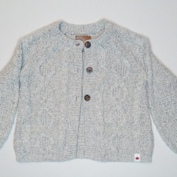 Canadiana True North,  light grey, cable knit, button-up, cardigan US 3T - Picture 3 of 8